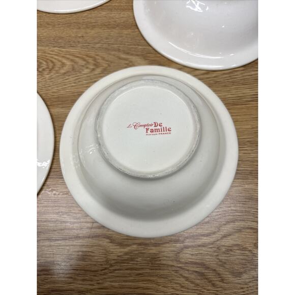 Le Comptoir de Famille Le Petit Déjeuner Red 7” Deep Bowls France Set of 5 - Picture 8 of 9